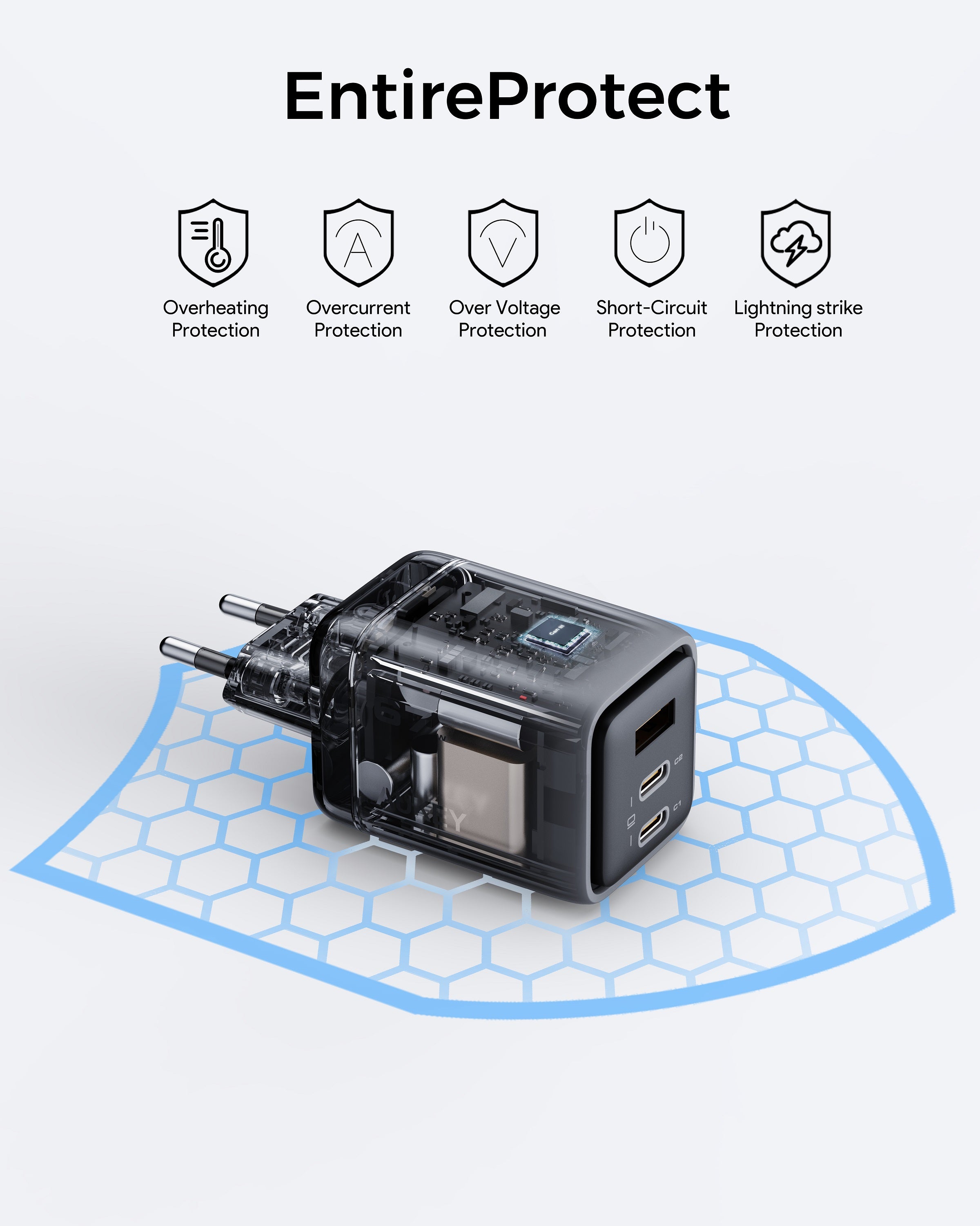 AUKEY PA-C3 Comet Mix 3 67W PD Wall Charger with GaN Technology