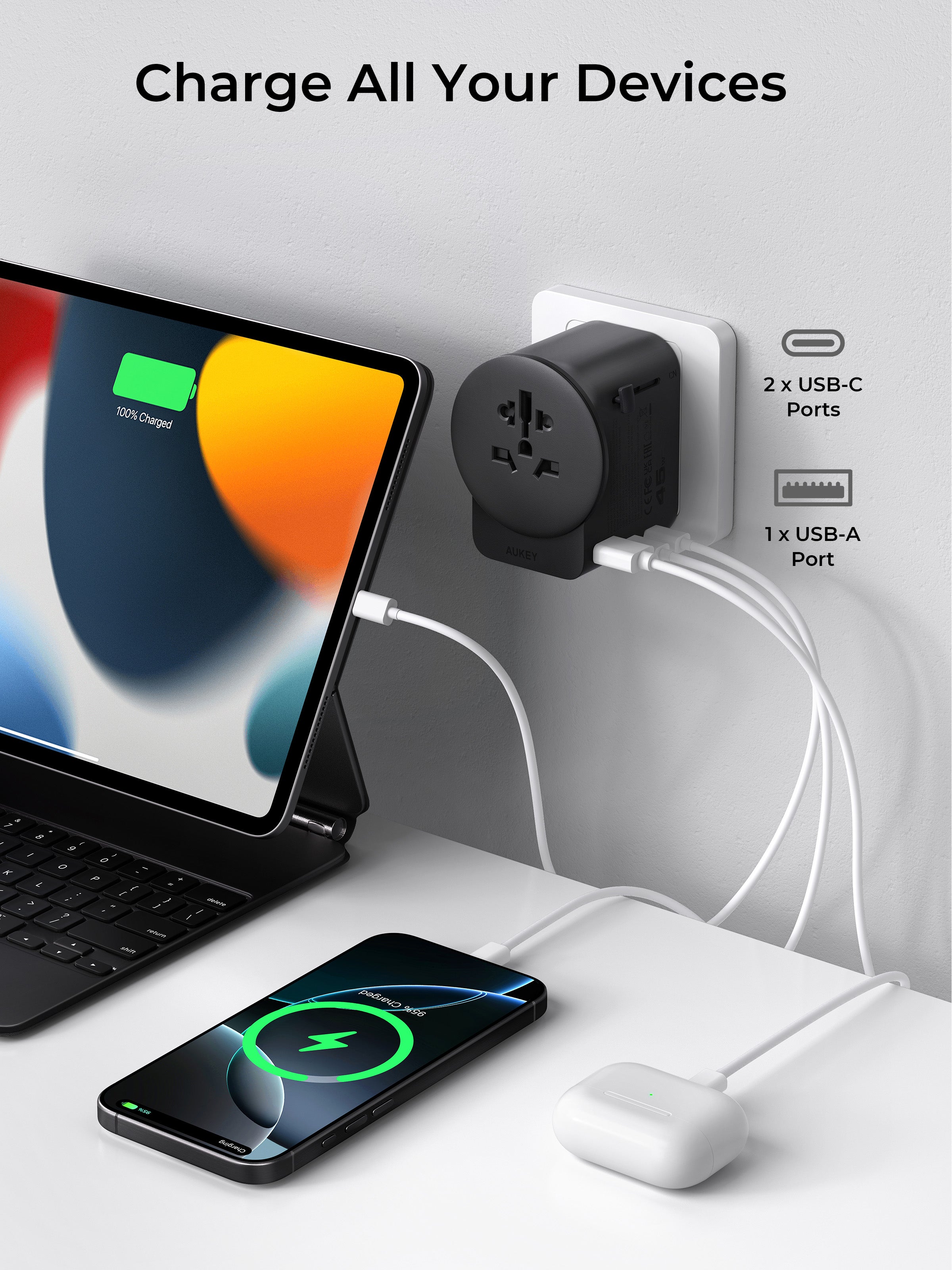 AUKEY PA-TA10A 45W GaN Universal Adapter