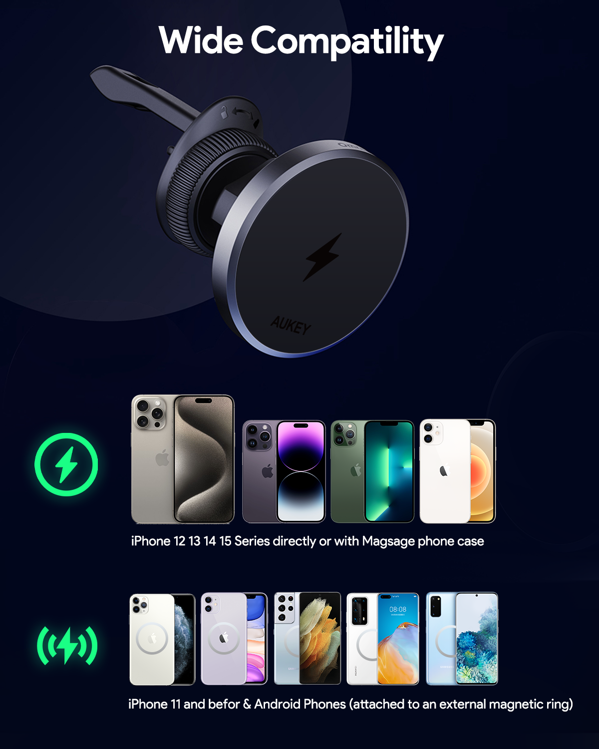 AUKEY HD-MC13 Qi2 Wireless Charging Phone Mount