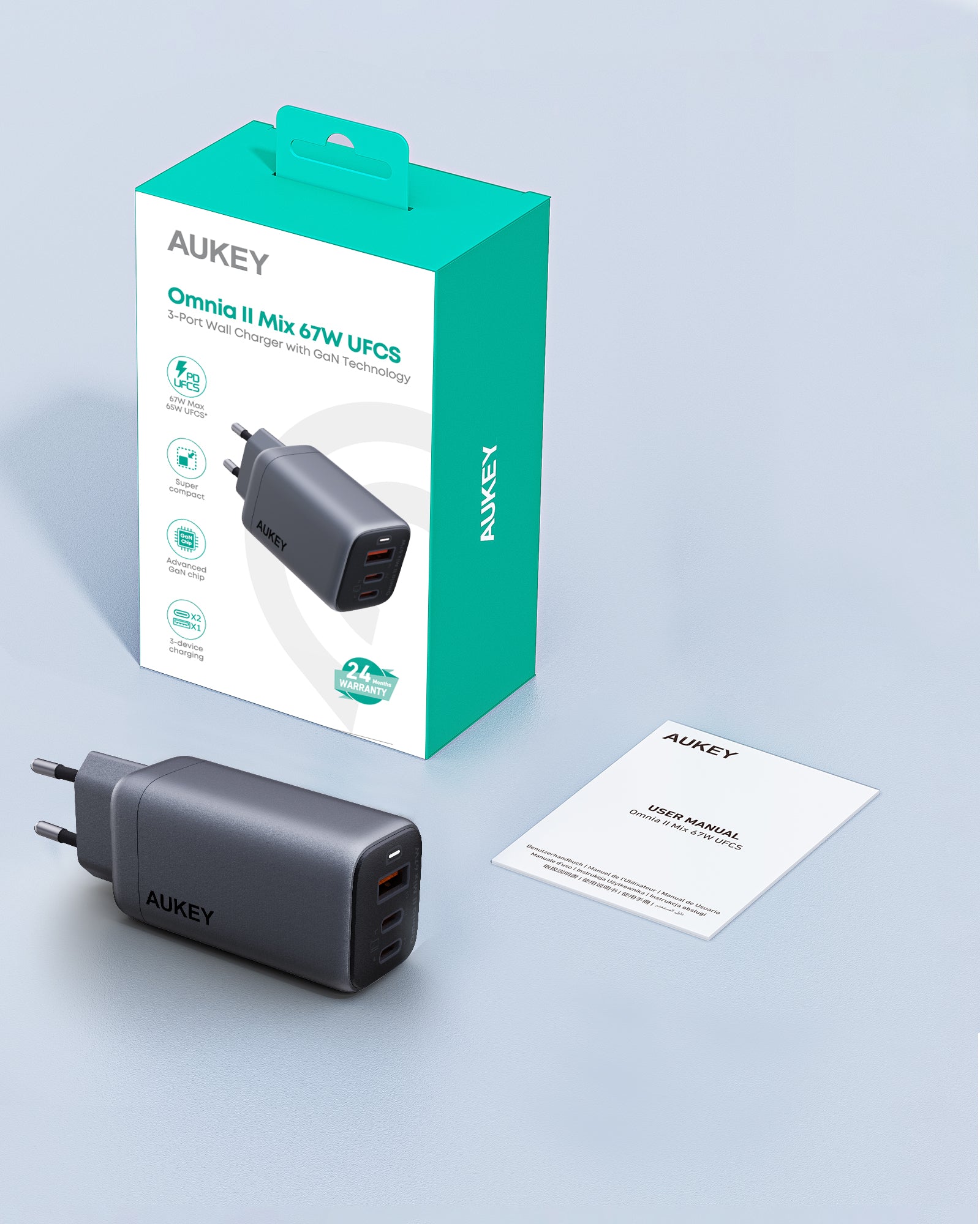 AUKEY PA-B6U 67W UFCS 3-Port Wall Charger