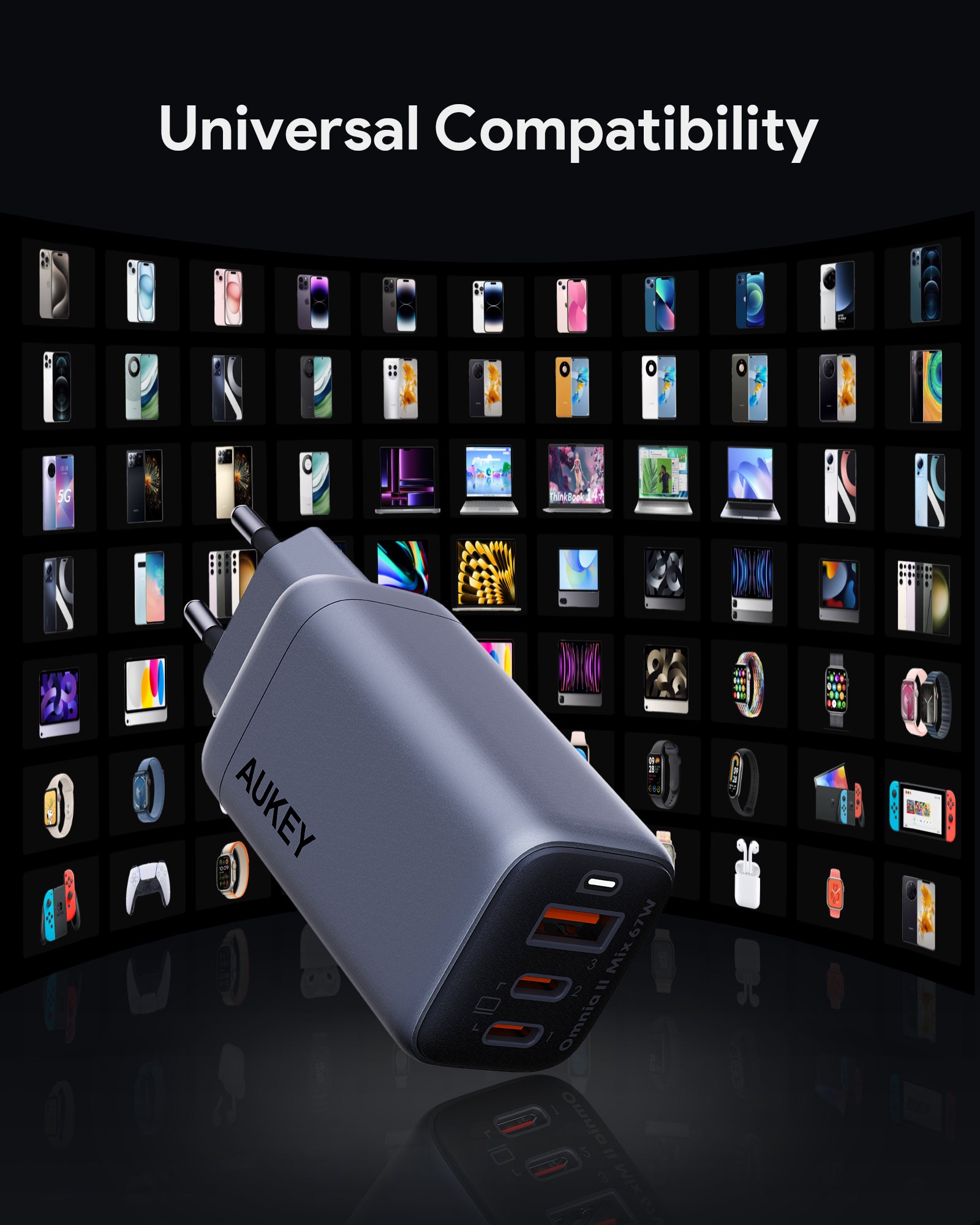 AUKEY PA-B6U 67W UFCS 3-Port Wall Charger