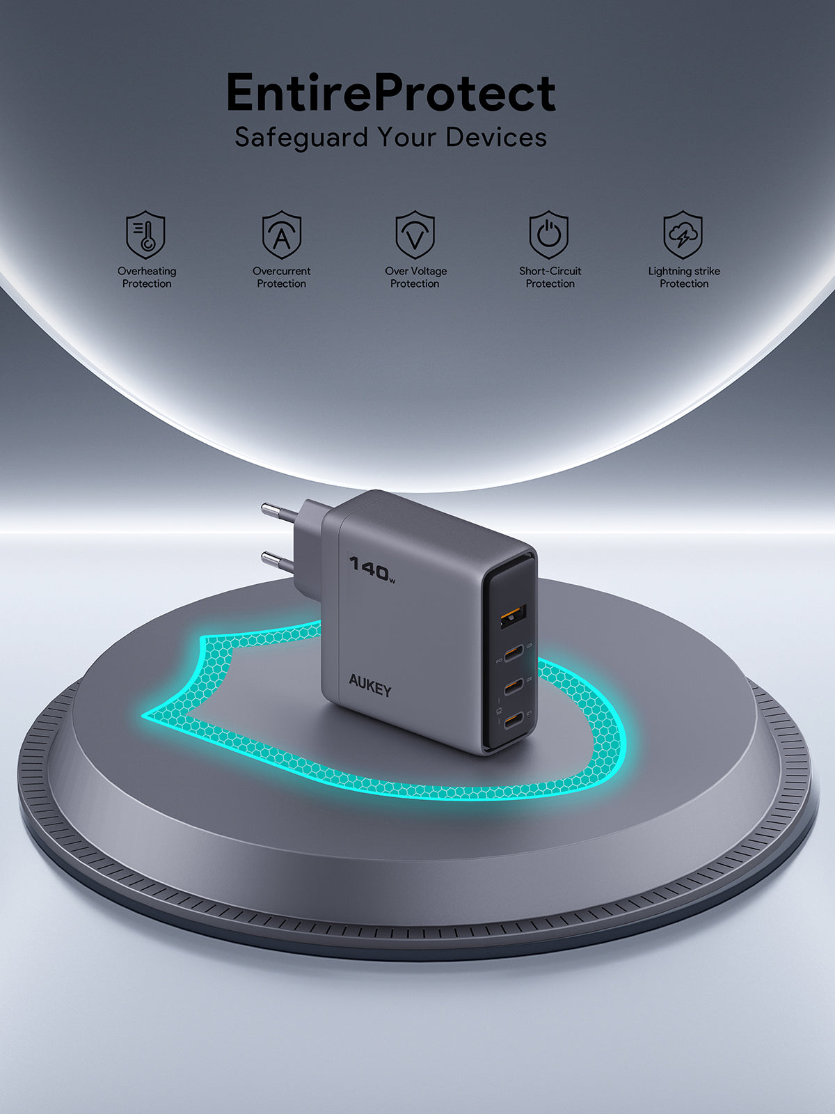AUKEY PA-C6 Comet Mix 4 140W PD Wall Charger with GaN Technology