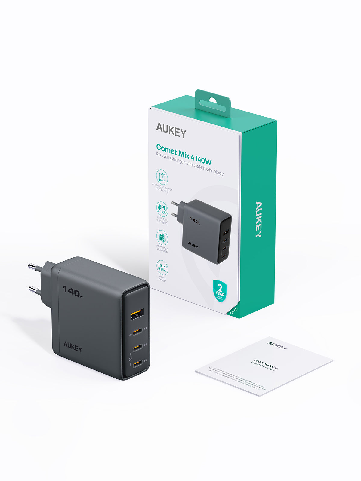 AUKEY PA-C6 Comet Mix 4 140W PD Wall Charger with GaN Technology