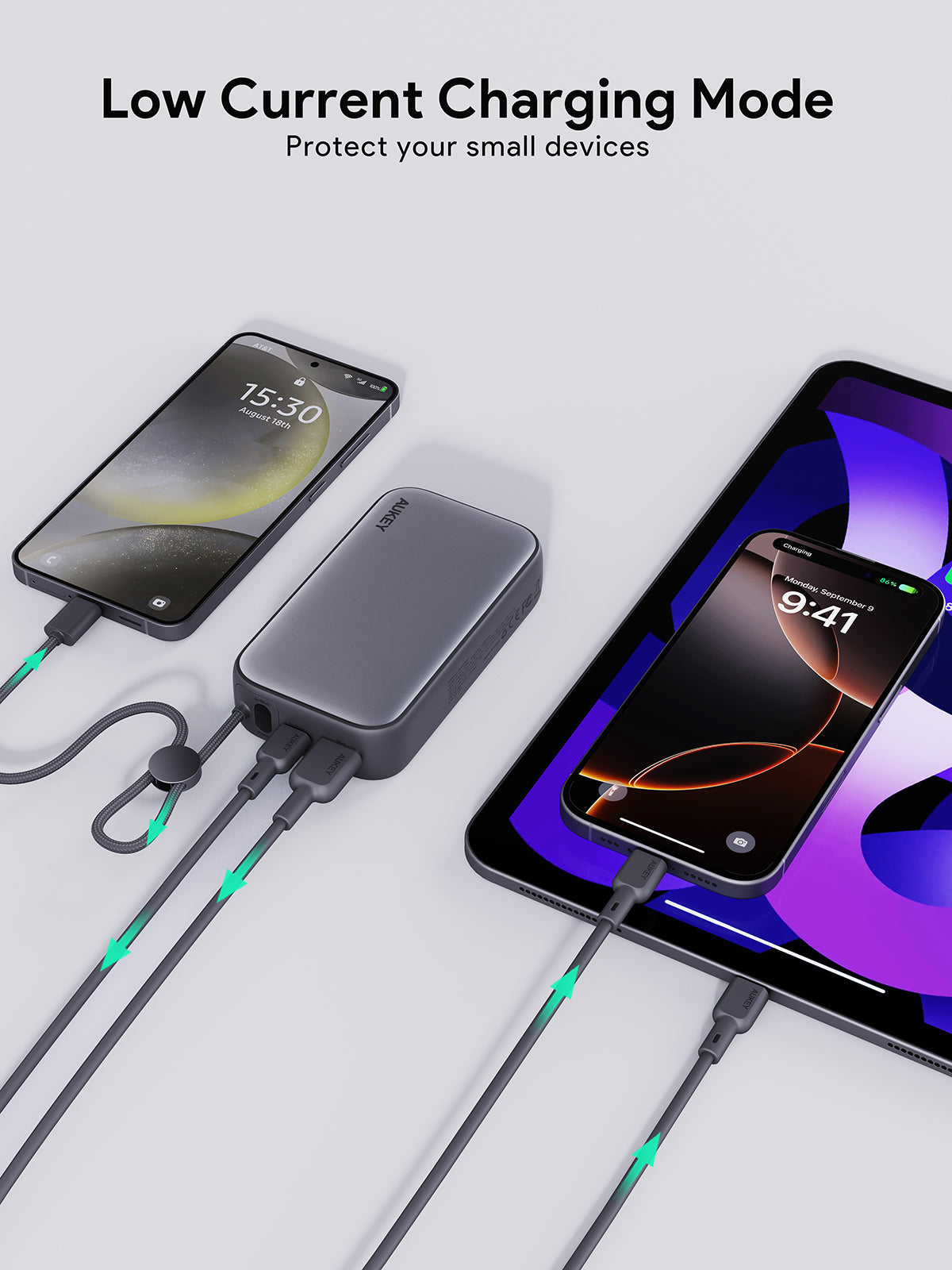 AUKEY PB-Y47 Spark Sling 10000mAh Compact Fast Charging Power Bank with Built-in USB-C Cable