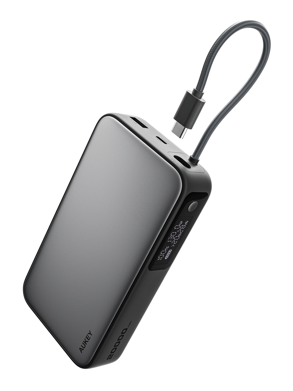 AUKEY PB-Y48 Spark Sling 20000mAh Compact Fast Charging Power Bank with Built-in USB-C Cable