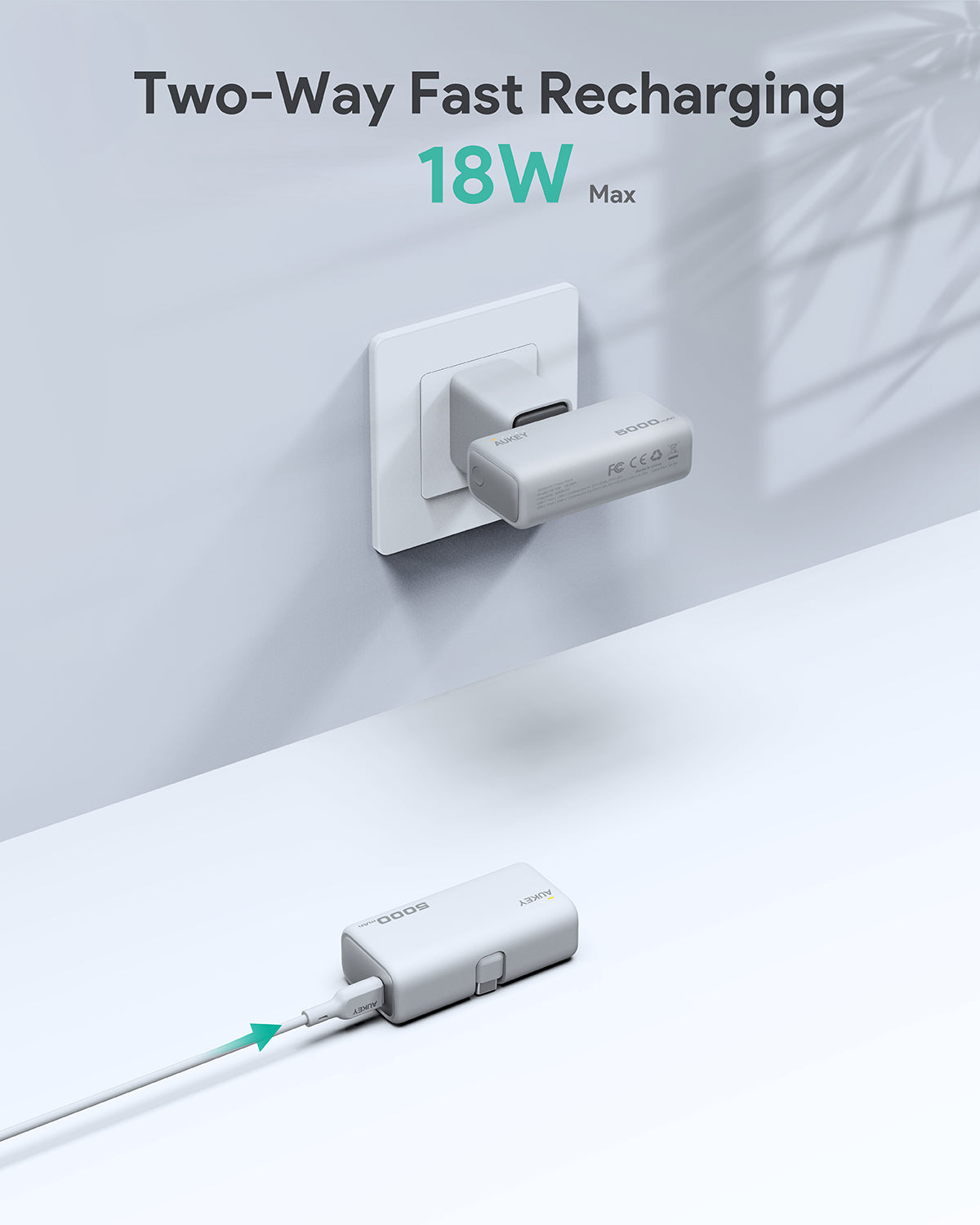 AUKEY PB-Y59 Spark Mini 5000mAh Portable Power Bank with Built-in USB-C Port