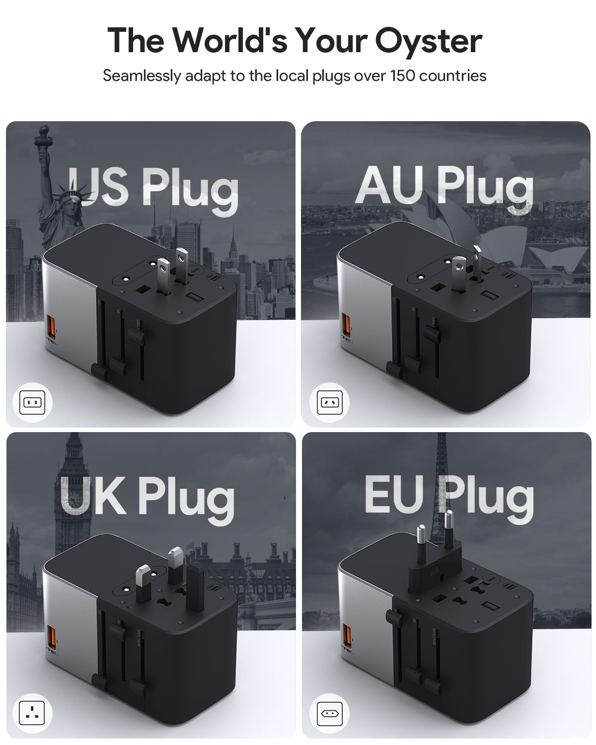 AUKEY PA-TA09A 100W GaN Universal Adapter