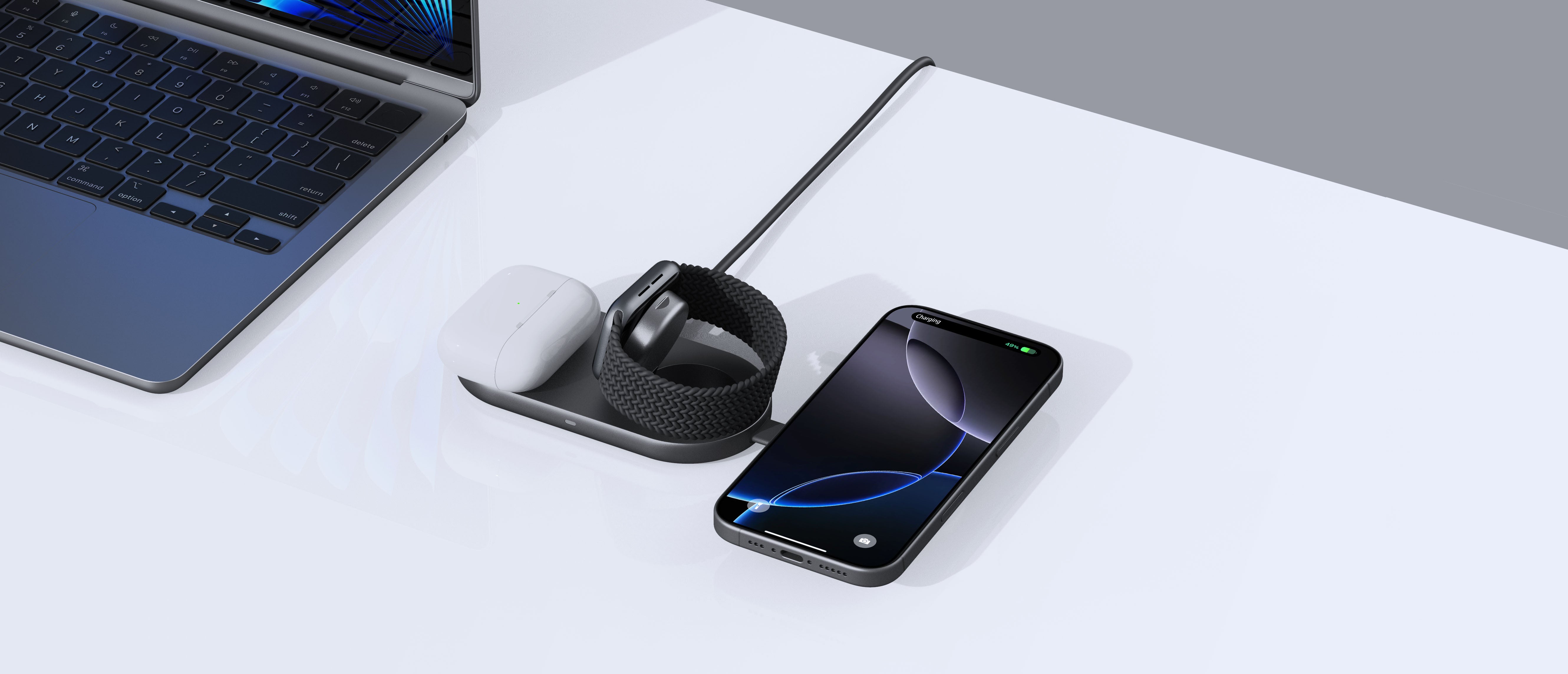 AUKEY LC-MC313 MagFusion C Foldable 3-IN-1 Magnetic Wireless Charger