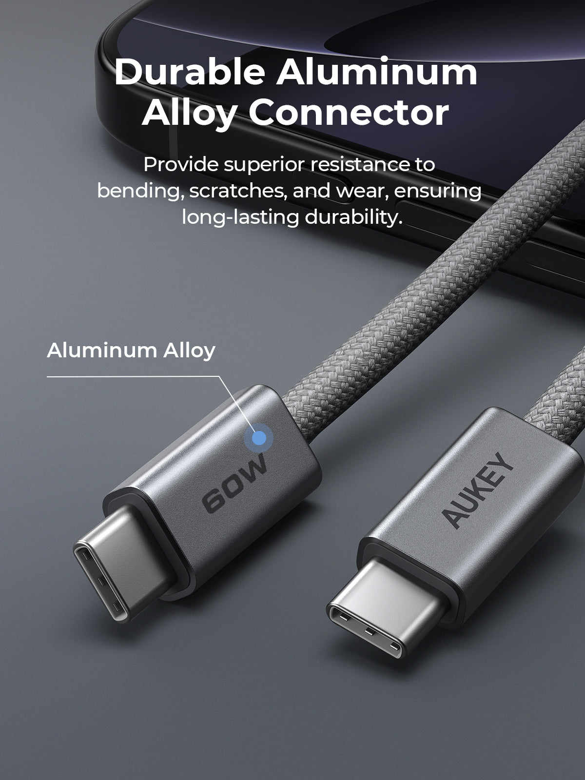 AUKEY CB-DCC061 Circlet Blink  60W USB2.0 C TO C 60W 1M