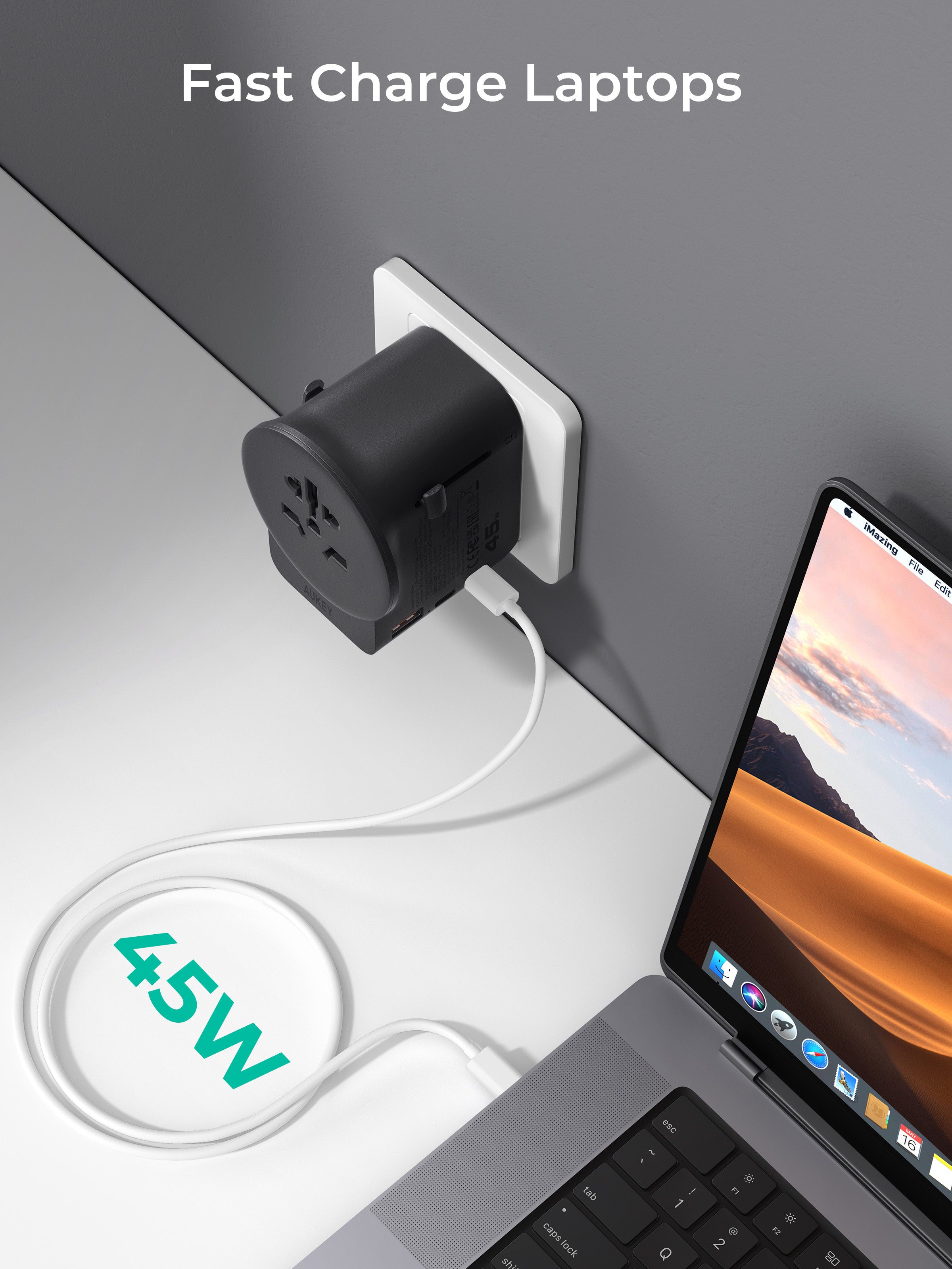 AUKEY  PA-TA10A 45W GaN Universal Adapter