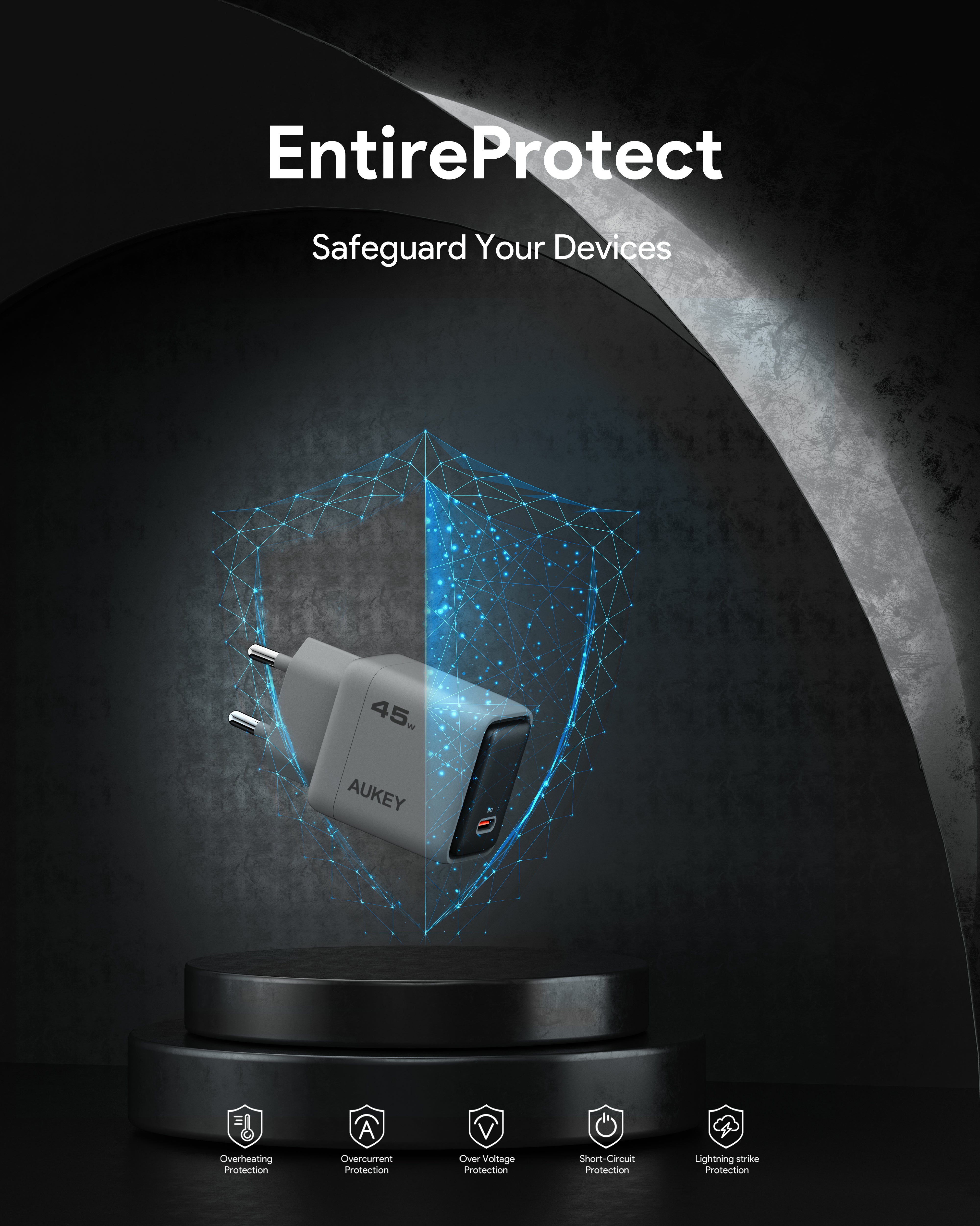 AUKEY PA-C2 Comet 45W PD Wall Charger with GaN Technology
