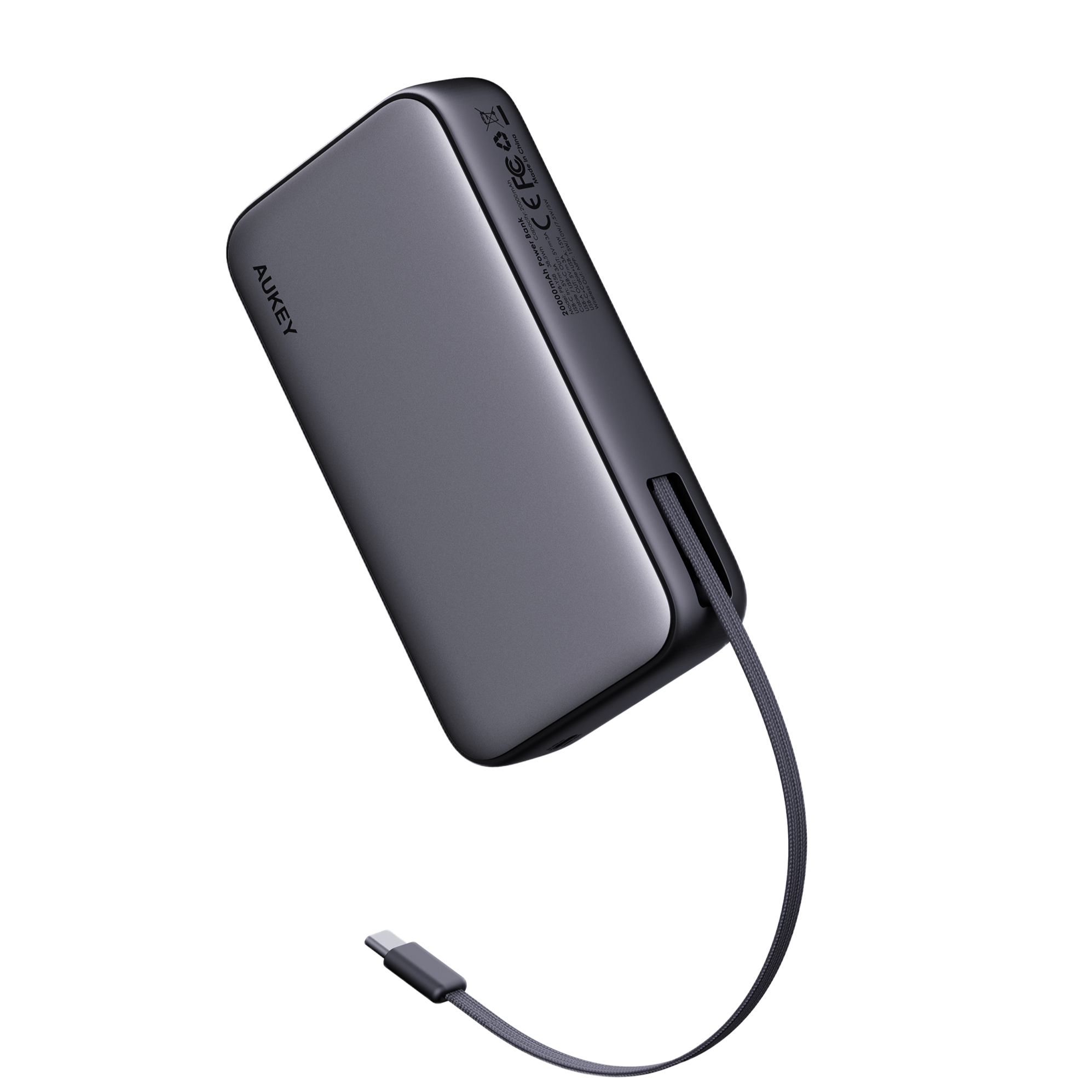 AUKEY PB-Y66 Spark Reel 20000mAh 65W Power Bank with Built-in Retractable Cable