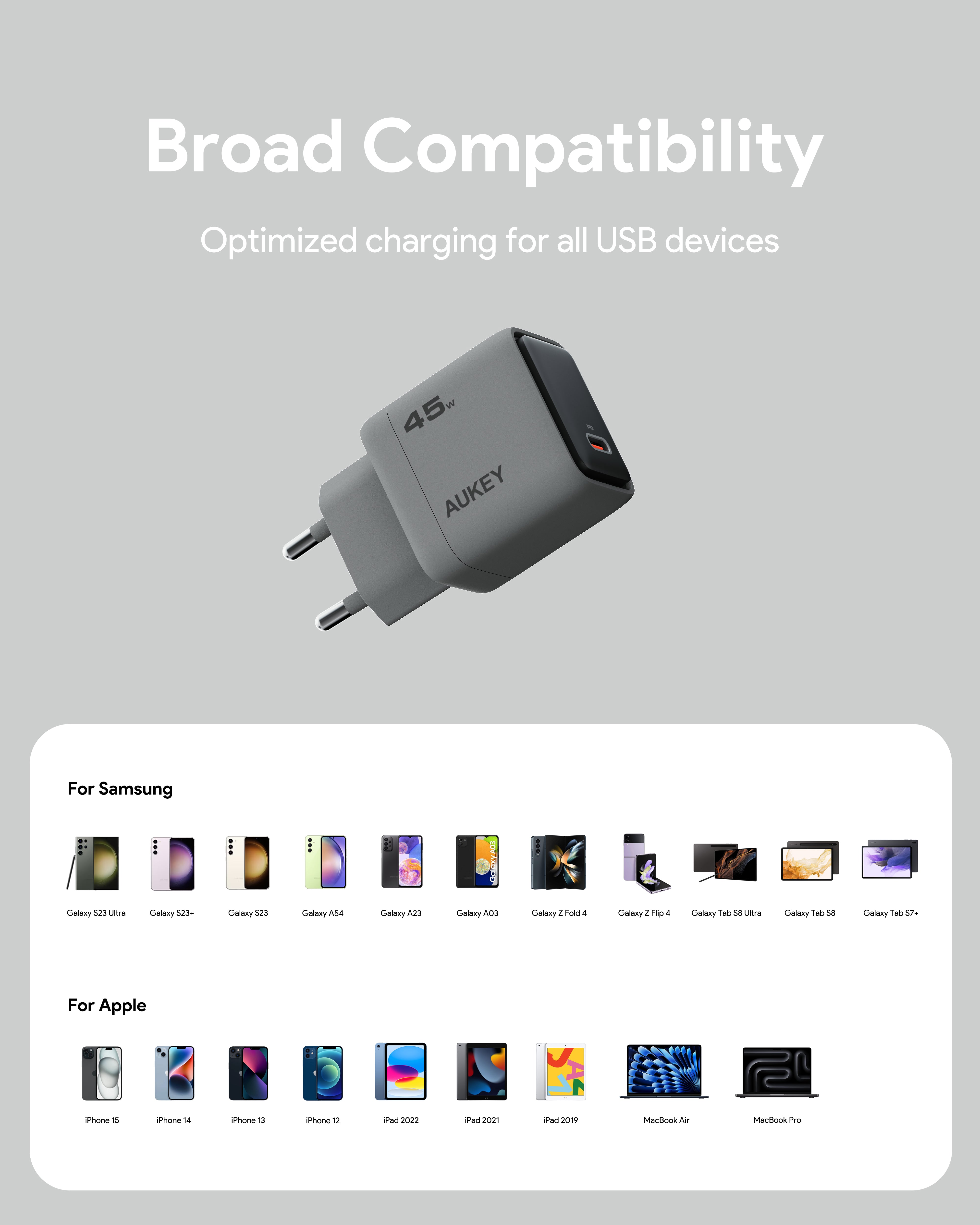 AUKEY PA-C2 Comet 45W PD Wall Charger with GaN Technology