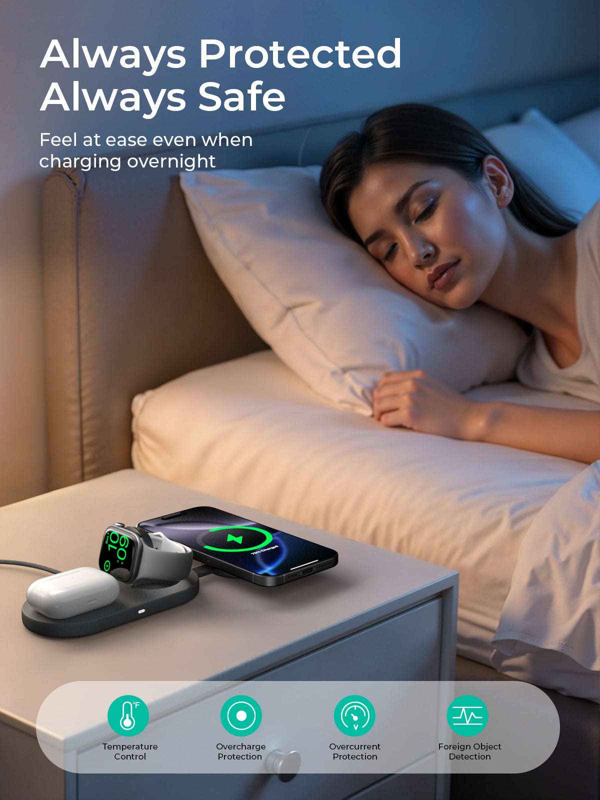 AUKEY LC-MC313 MagFusion C Foldable 3-IN-1 Magnetic Wireless Charger
