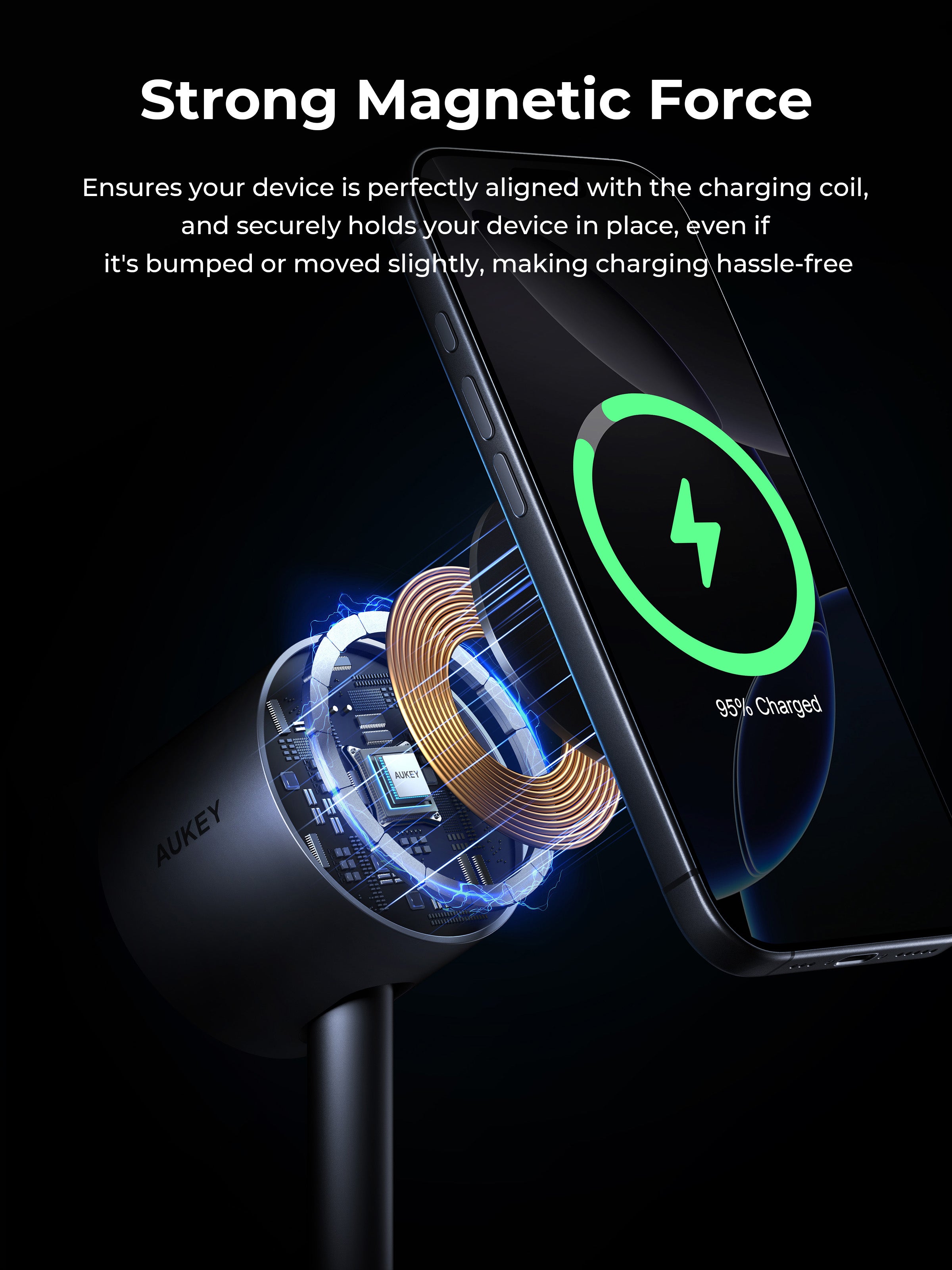 AUKEY LC-MC213 Qi2.2 MagFusion 2X 2-in-1 Magnetic Wireless Charger (Wall Charger Not Included)