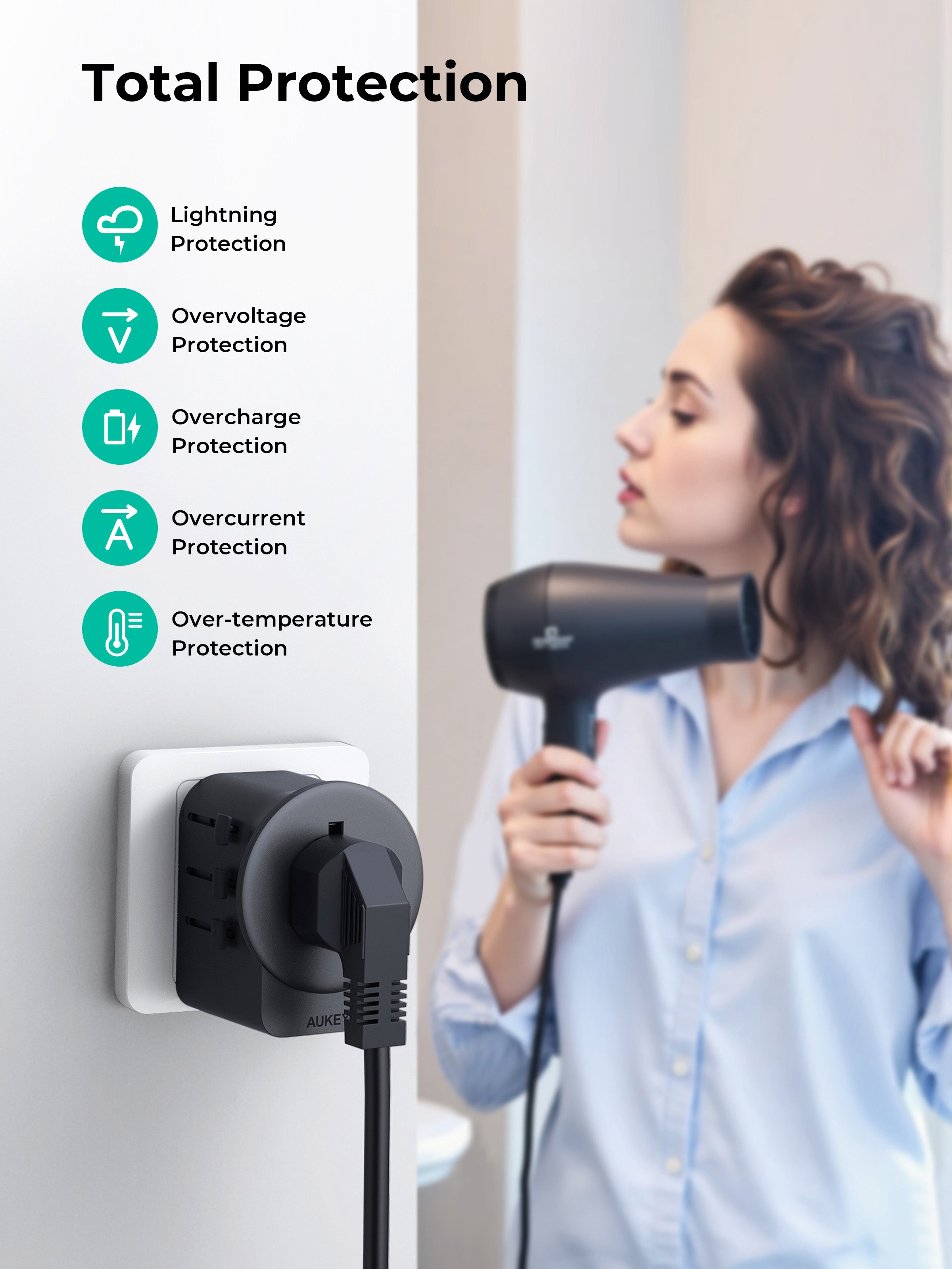 AUKEY  PA-TA10A 45W GaN Universal Adapter