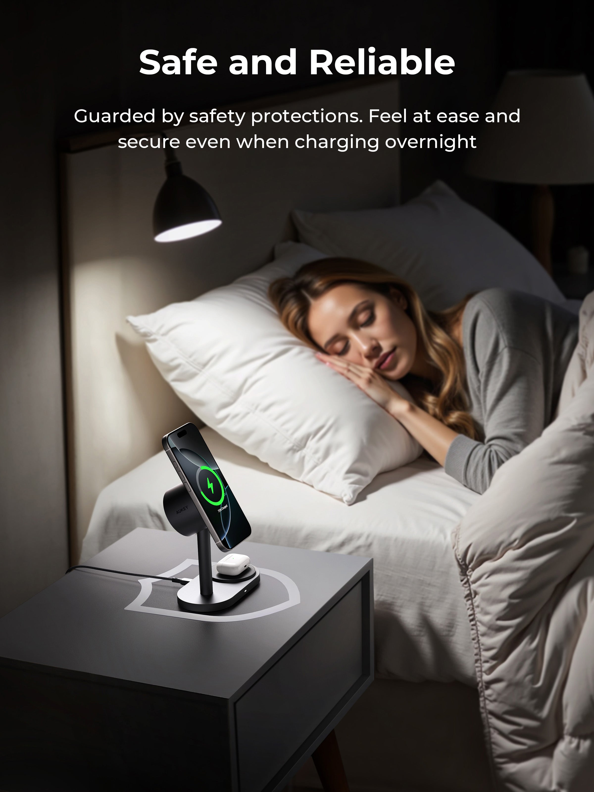 AUKEY LC-MC213 Qi2.2 MagFusion 2X 2-in-1 Magnetic Wireless Charger (Wall Charger Not Included)