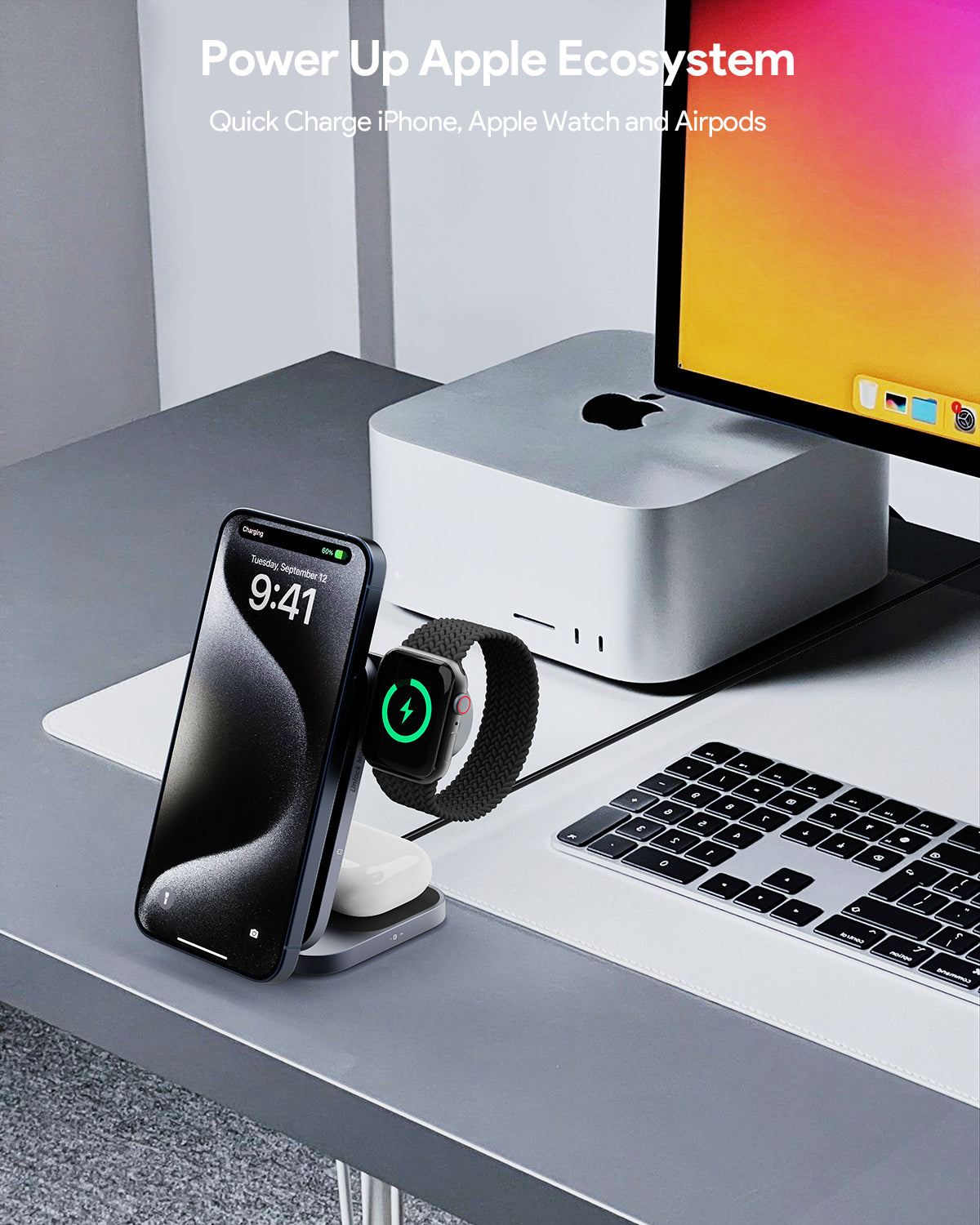 AUKEY LC-MC312 MagFusion Z Qi2 3-in-1 Foldable Wireless Charging Station
