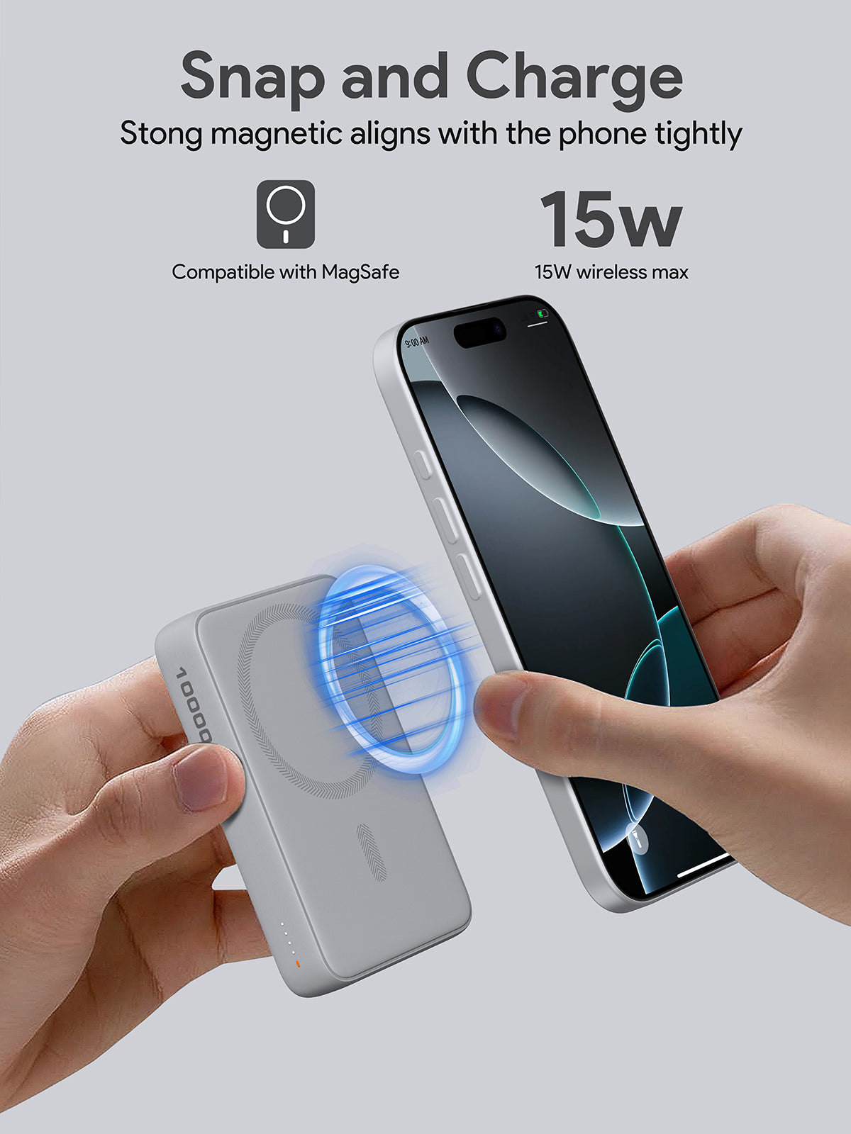 AUKEY PB-MS04 MagFusion 10000mAh Magnetic Wireless Charging Power Bank