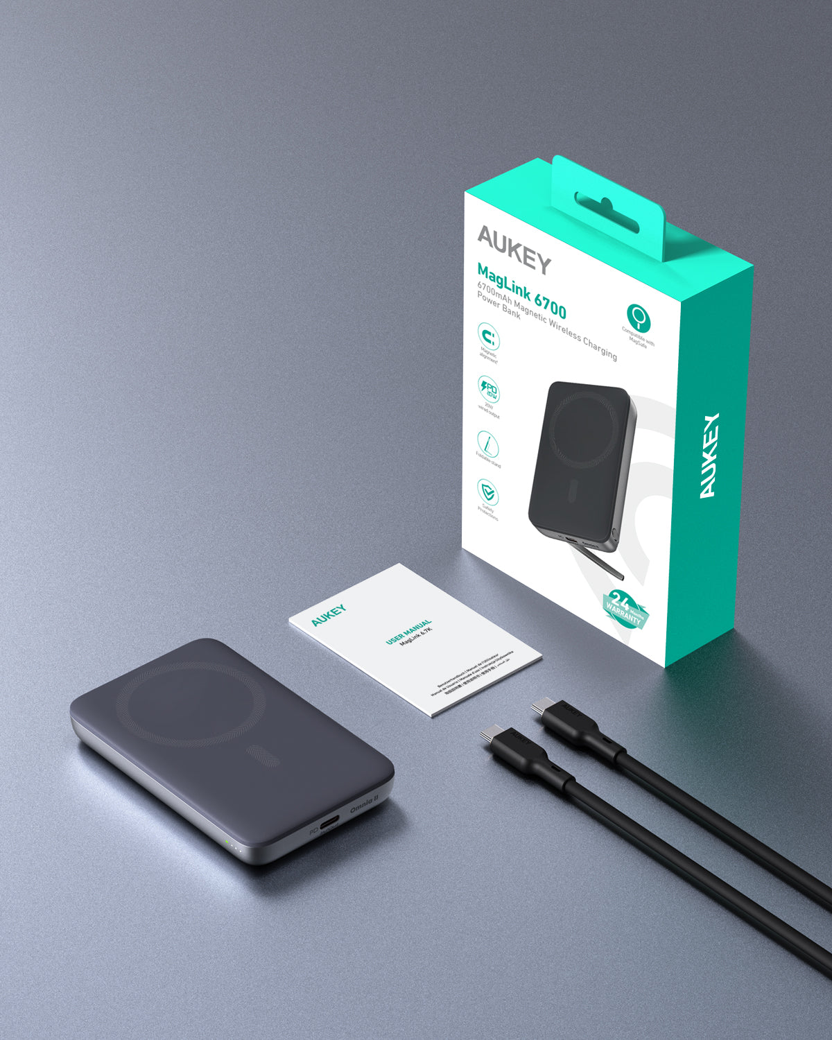 AUKEY PB-MS05 MagFusion 6700mAh Magnetic Wireless Charging Power Bank