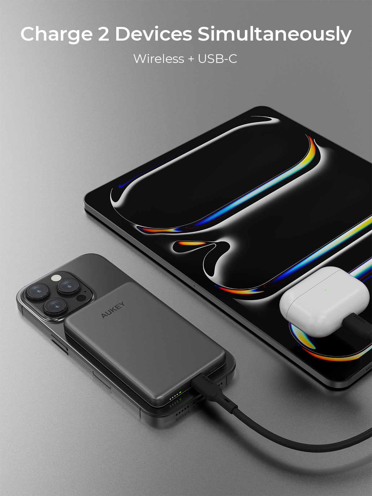 AUKEY PB-MS07 MagFusion M 5000mAh Qi2 Magnetic Wireless Charging Power Bank