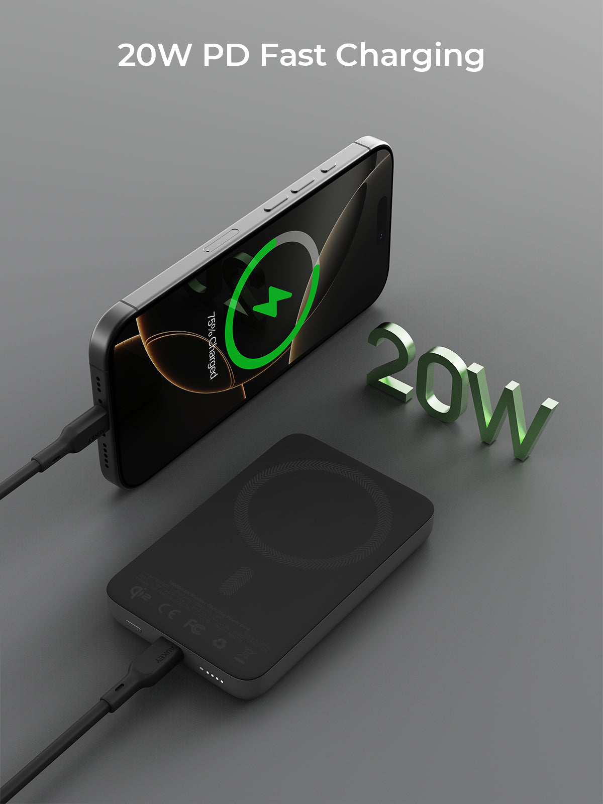 AUKEY PB-MS08 MagFusion M 10000mAh Qi2 Magnetic Wireless Charging Power Bank