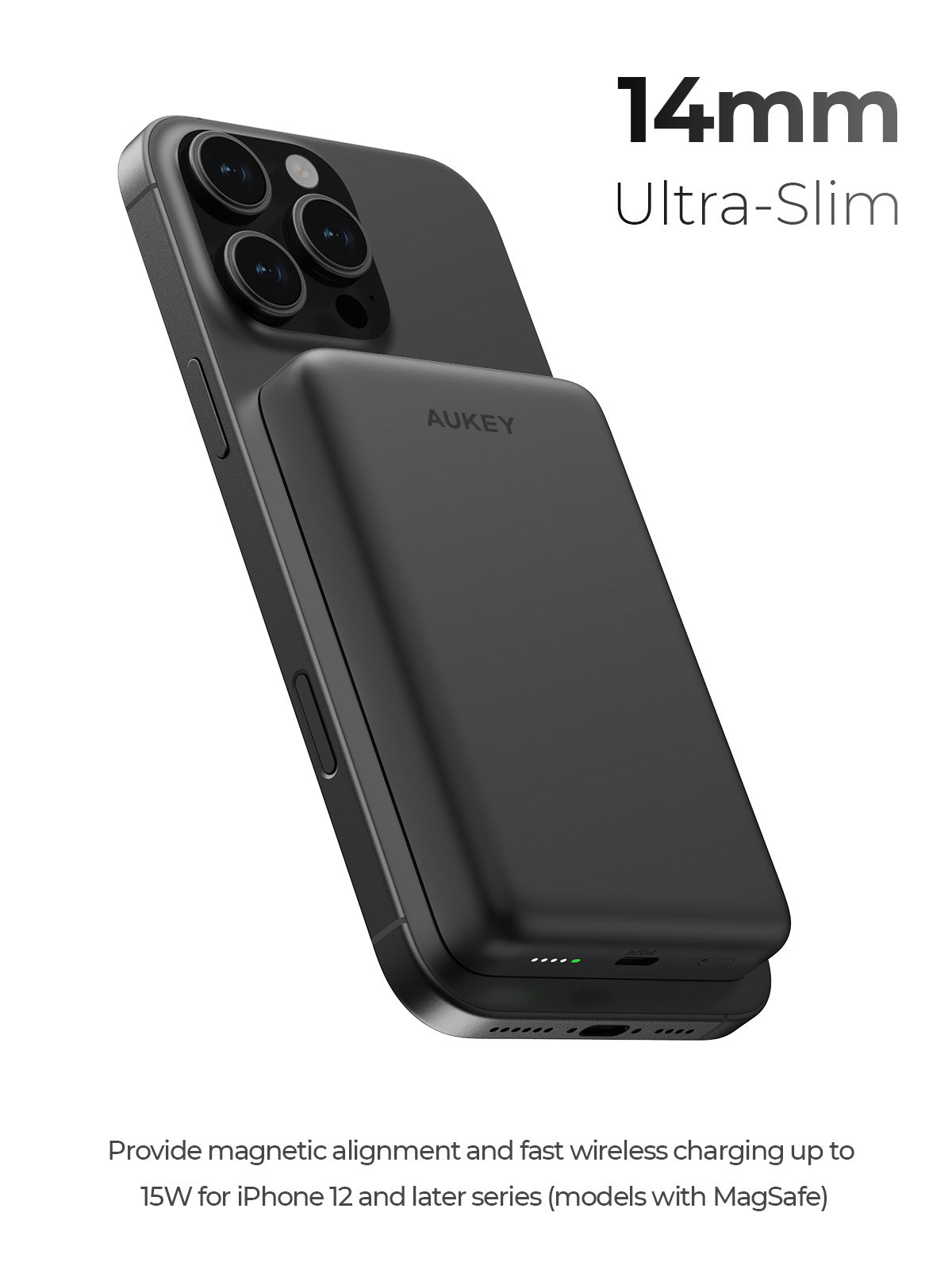 AUKEY PB-MS08 MagFusion M 10000mAh Qi2 Magnetic Wireless Charging Power Bank