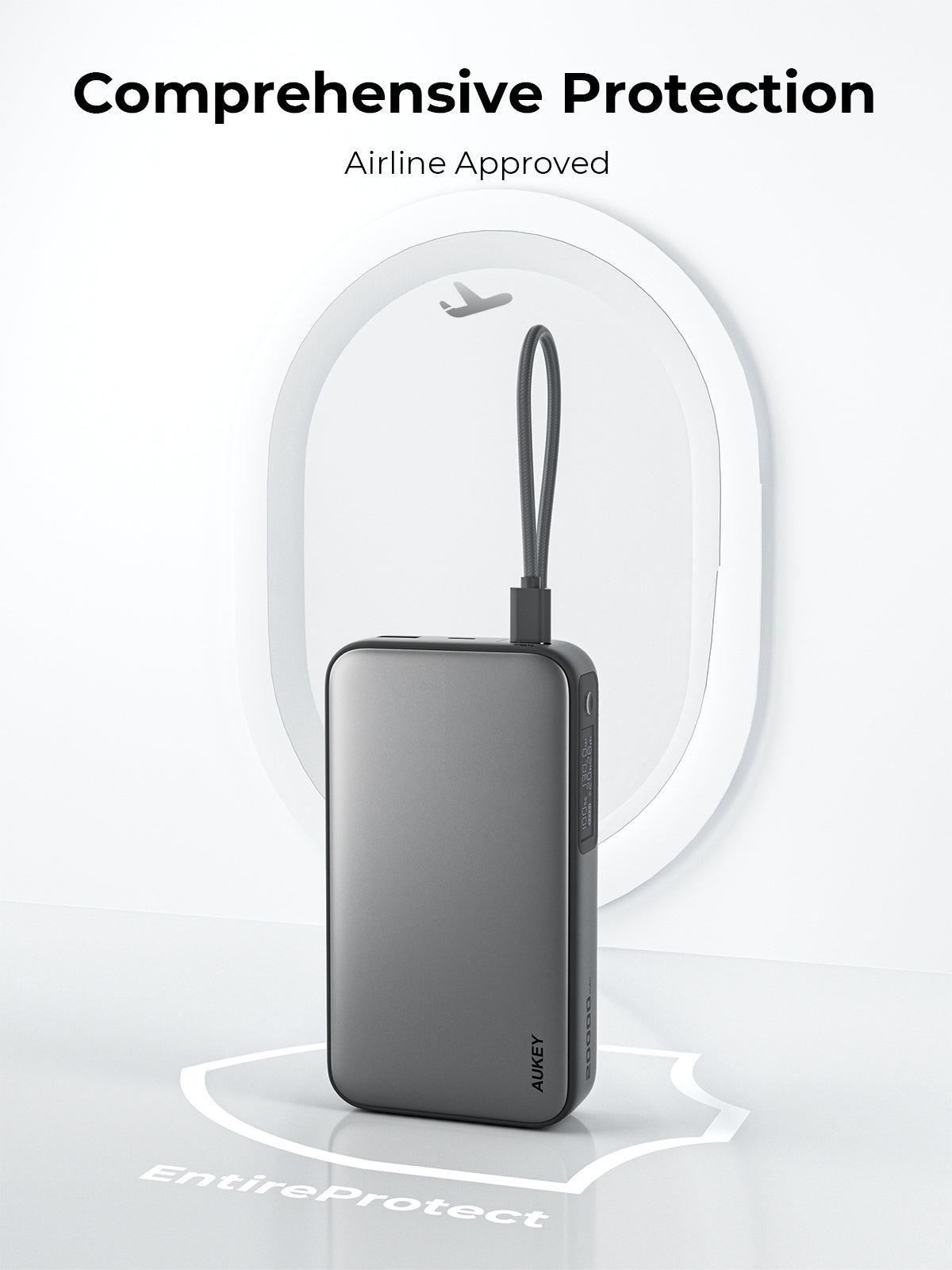 AUKEY PB-Y48 Spark Sling 20000mAh Compact Fast Charging Power Bank  with Built-in USB-C Cable