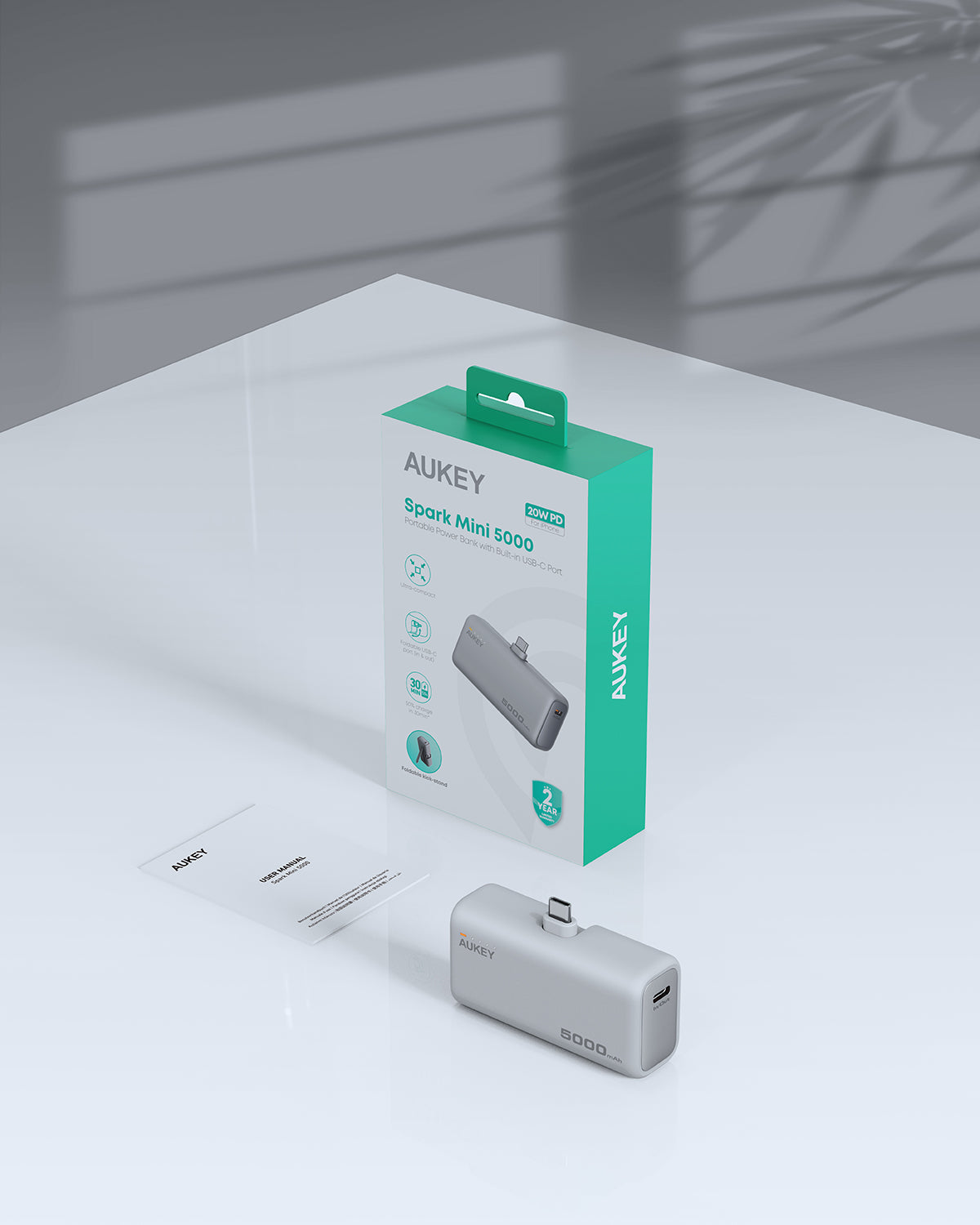 AUKEY PB-Y59 Spark Mini 5000mAh Portable Power Bank with Built-in USB-C Port