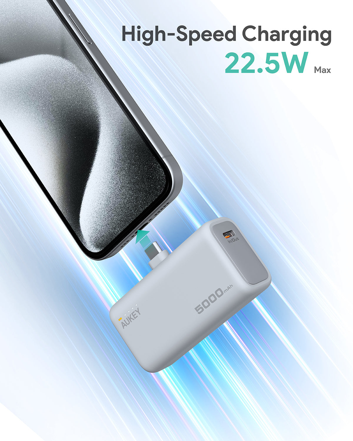 AUKEY PB-Y59 Spark Mini 5000mAh Portable Power Bank with Built-in USB-C Port